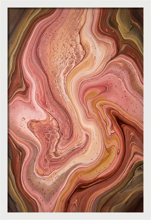 Fluid Art Bloom In Rose Pink And Champagne