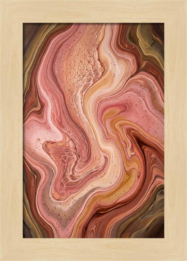 Fluid Art Bloom In Rose Pink And Champagne