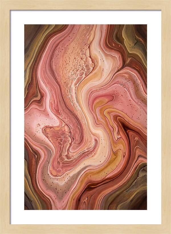 Fluid Art Bloom In Rose Pink And Champagne