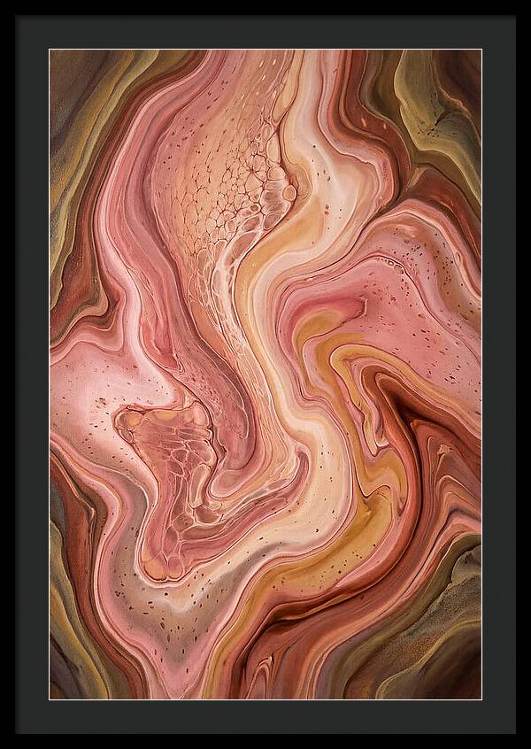 Fluid Art Bloom In Rose Pink And Champagne