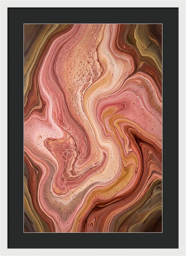 Fluid Art Bloom In Rose Pink And Champagne