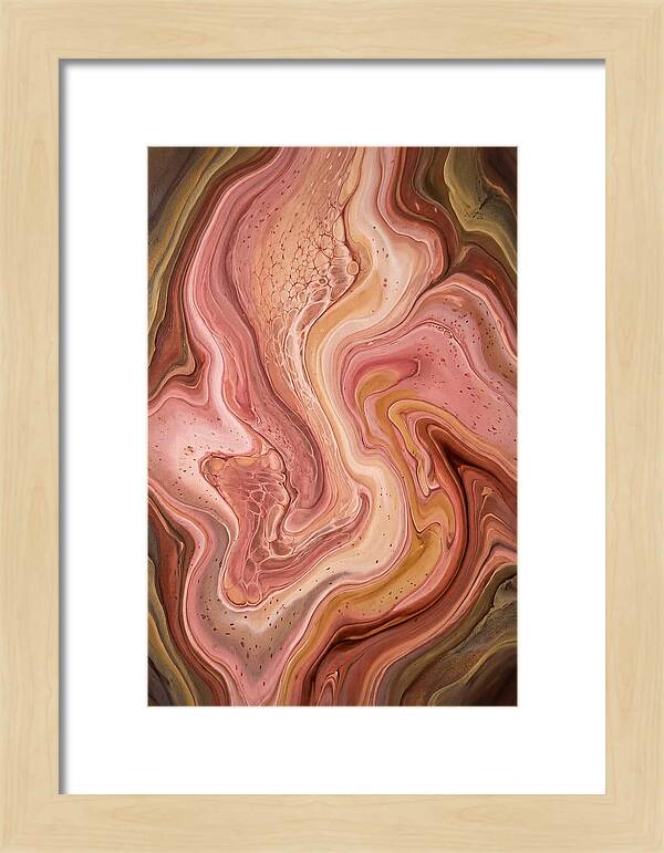 Fluid Art Bloom In Rose Pink And Champagne