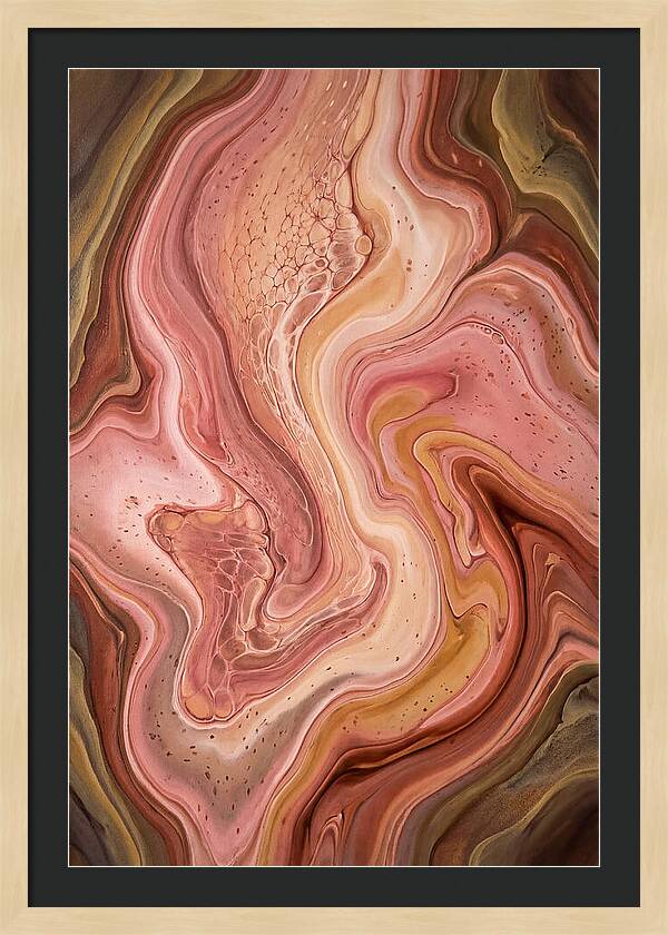 Fluid Art Bloom In Rose Pink And Champagne