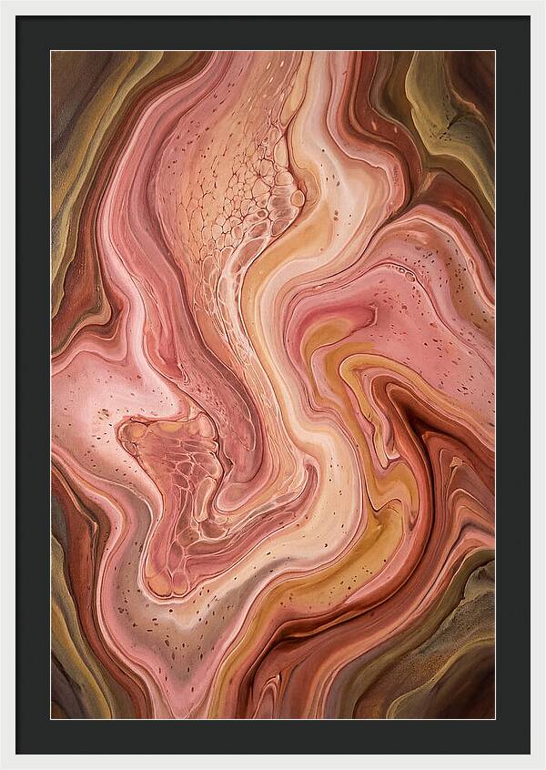 Fluid Art Bloom In Rose Pink And Champagne