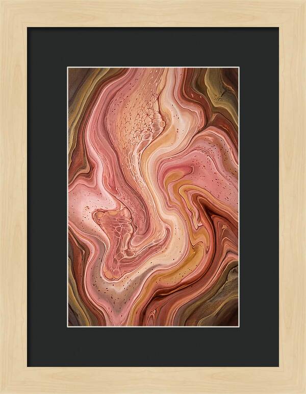 Fluid Art Bloom In Rose Pink And Champagne