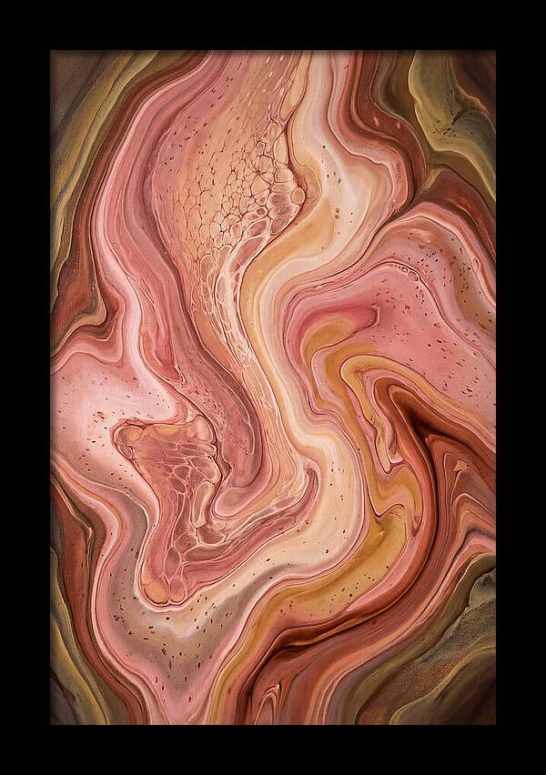 Fluid Art Bloom In Rose Pink And Champagne