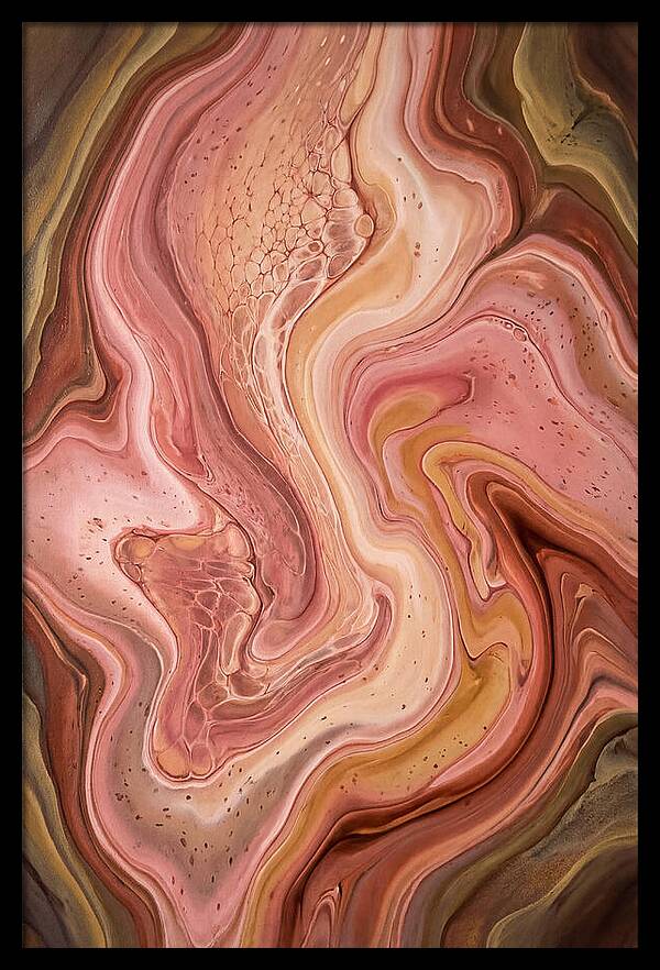 Fluid Art Bloom In Rose Pink And Champagne