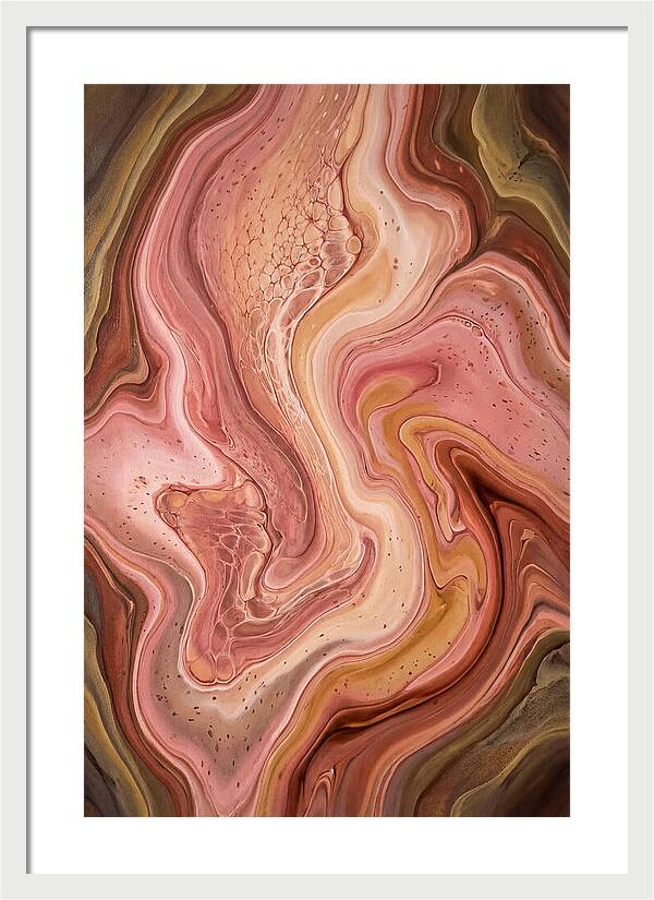 Fluid Art Bloom In Rose Pink And Champagne
