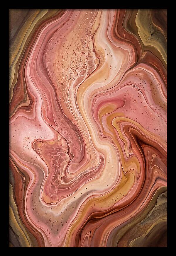 Fluid Art Bloom In Rose Pink And Champagne