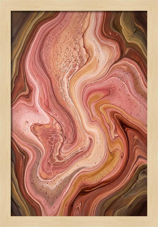 Fluid Art Bloom In Rose Pink And Champagne