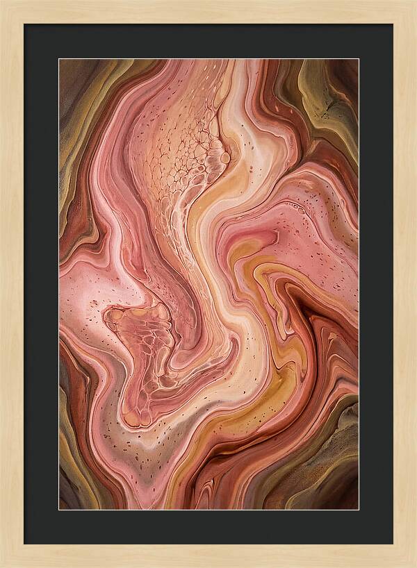 Fluid Art Bloom In Rose Pink And Champagne