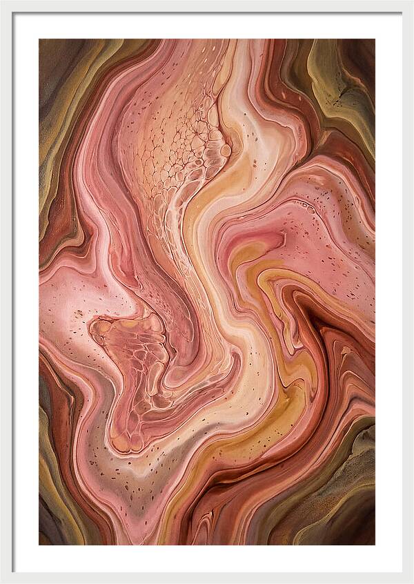 Fluid Art Bloom In Rose Pink And Champagne