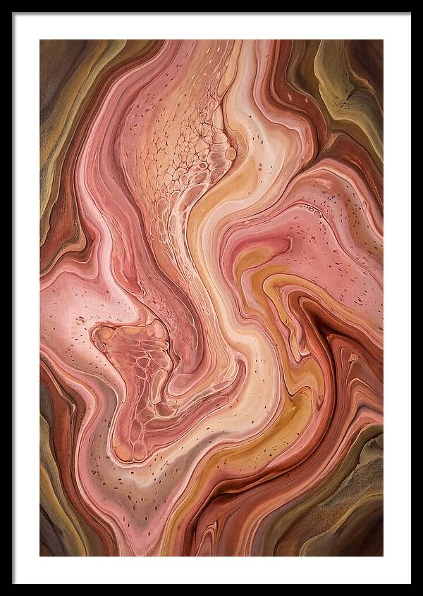 Fluid Art Bloom In Rose Pink And Champagne