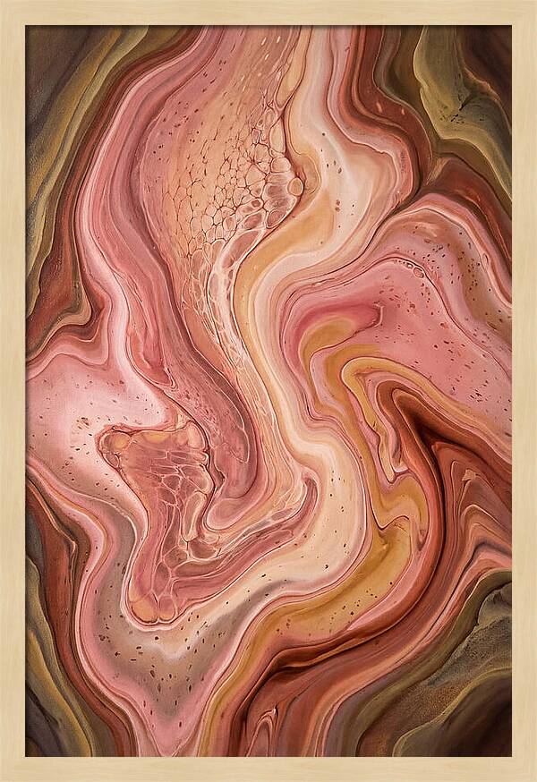 Fluid Art Bloom In Rose Pink And Champagne