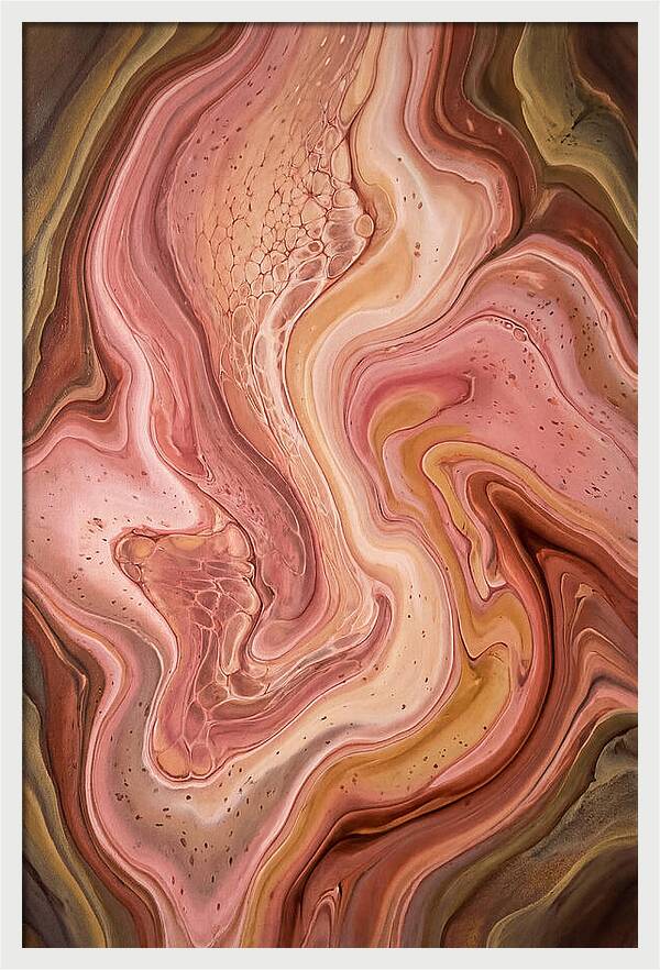 Fluid Art Bloom In Rose Pink And Champagne