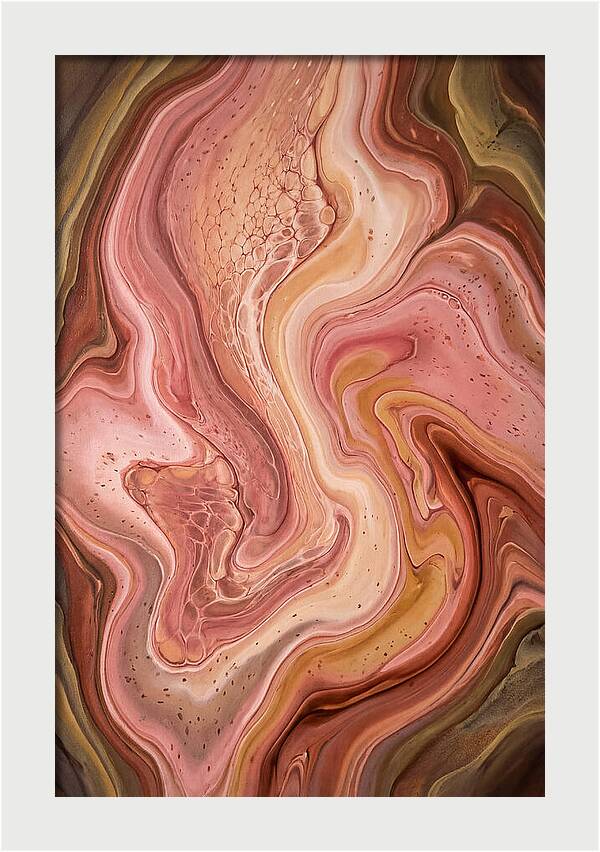 Fluid Art Bloom In Rose Pink And Champagne
