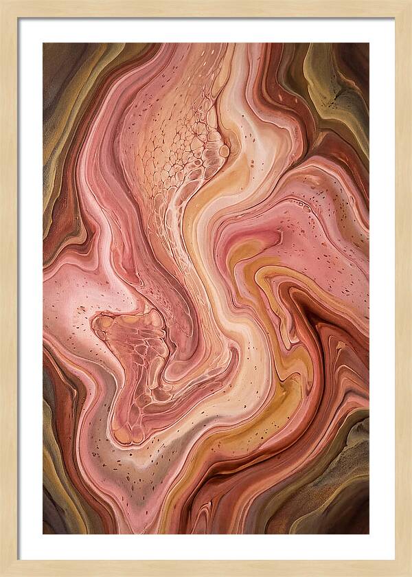 Fluid Art Bloom In Rose Pink And Champagne