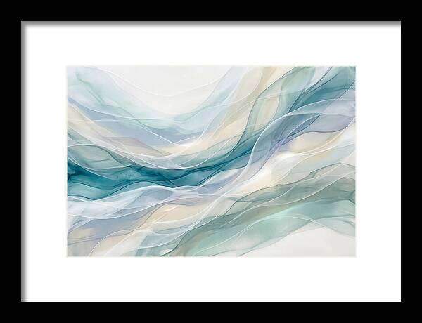 Fluid Art Rapids In White And Deep Turquoise