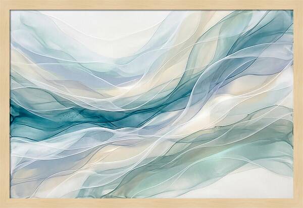 Fluid Art Rapids In White And Deep Turquoise
