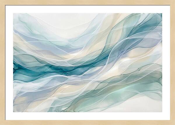 Fluid Art Rapids In White And Deep Turquoise