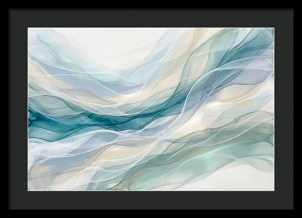 Fluid Art Rapids In White And Deep Turquoise
