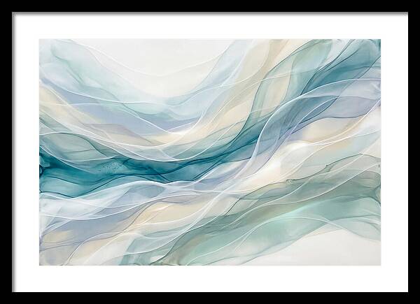 Fluid Art Rapids In White And Deep Turquoise