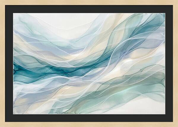 Fluid Art Rapids In White And Deep Turquoise