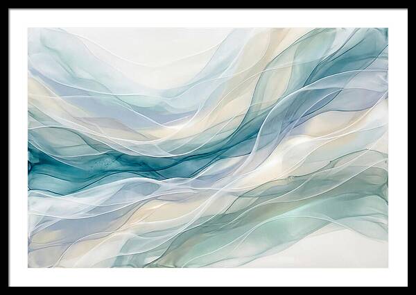 Fluid Art Rapids In White And Deep Turquoise