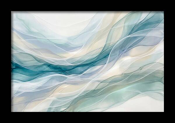 Fluid Art Rapids In White And Deep Turquoise