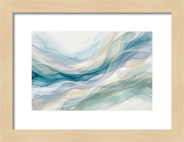 Fluid Art Rapids In White And Deep Turquoise