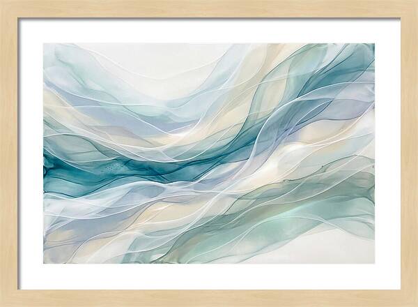 Fluid Art Rapids In White And Deep Turquoise