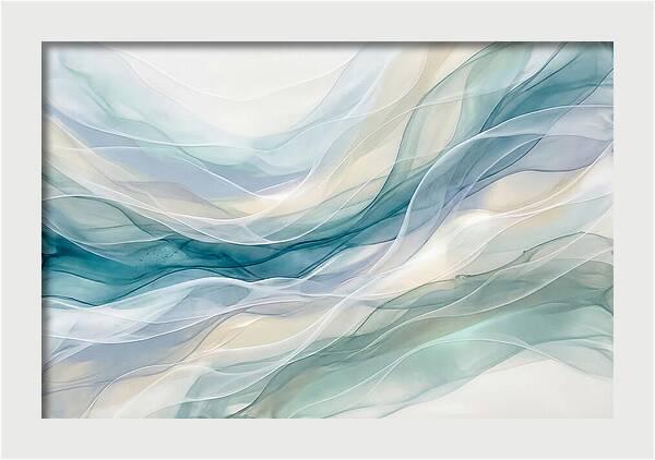 Fluid Art Rapids In White And Deep Turquoise