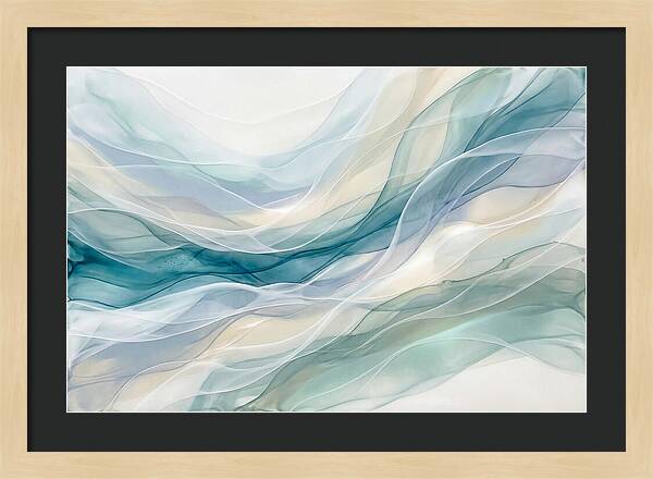 Fluid Art Rapids In White And Deep Turquoise