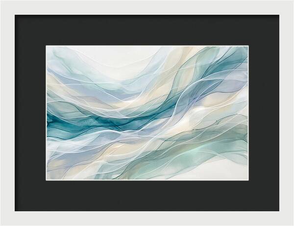 Fluid Art Rapids In White And Deep Turquoise