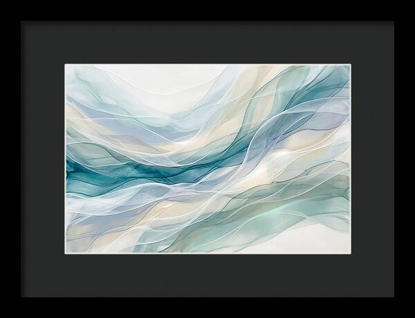 Fluid Art Rapids In White And Deep Turquoise