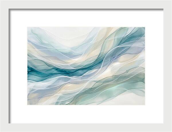 Fluid Art Rapids In White And Deep Turquoise