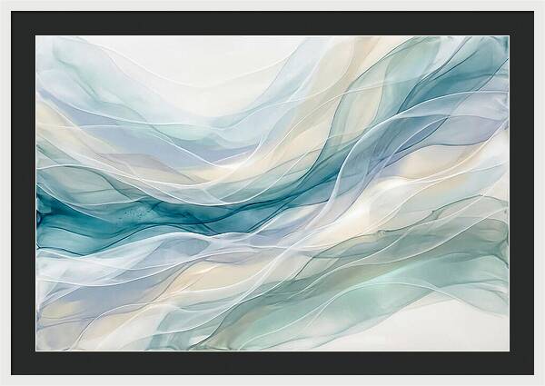 Fluid Art Rapids In White And Deep Turquoise