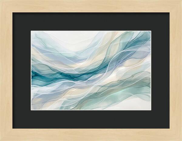 Fluid Art Rapids In White And Deep Turquoise