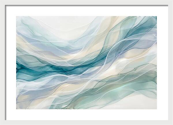Fluid Art Rapids In White And Deep Turquoise