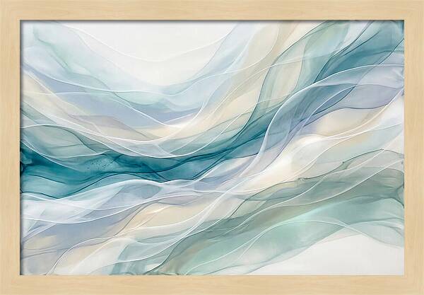 Fluid Art Rapids In White And Deep Turquoise