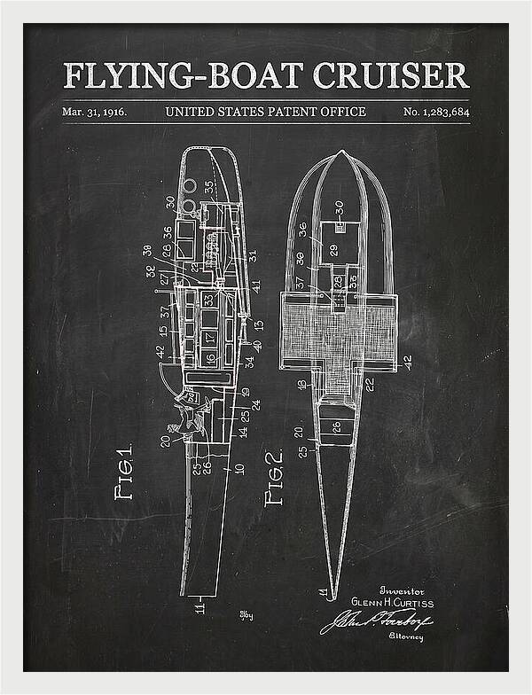 Flying Boat Cruiser Chalkboard Patent Us1283684