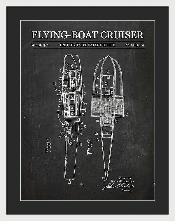 Flying Boat Cruiser Chalkboard Patent Us1283684