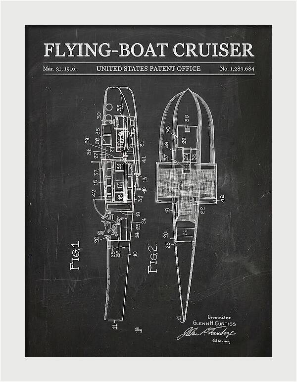 Flying Boat Cruiser Chalkboard Patent Us1283684