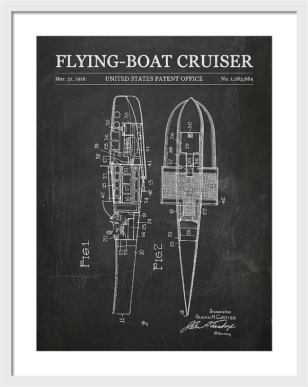 Flying Boat Cruiser Chalkboard Patent Us1283684