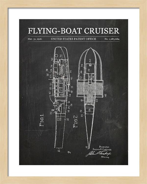 Flying Boat Cruiser Chalkboard Patent Us1283684