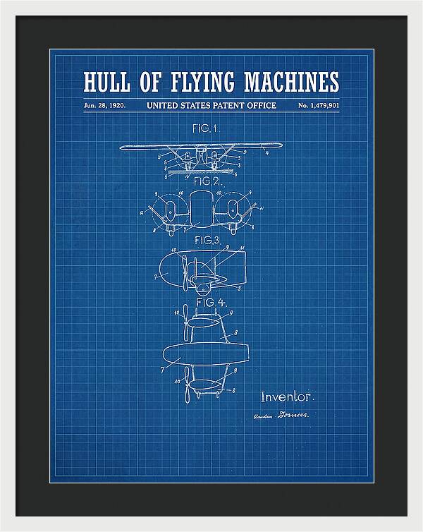 Flying Boat Hull Blueprint Patent Us1479901