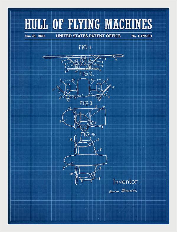 Flying Boat Hull Blueprint Patent Us1479901