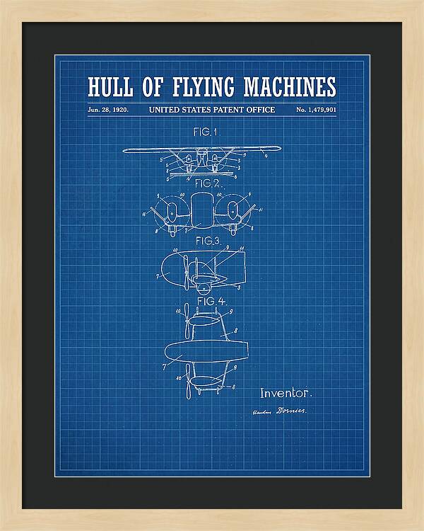 Flying Boat Hull Blueprint Patent Us1479901