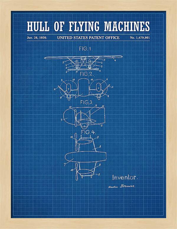 Flying Boat Hull Blueprint Patent Us1479901