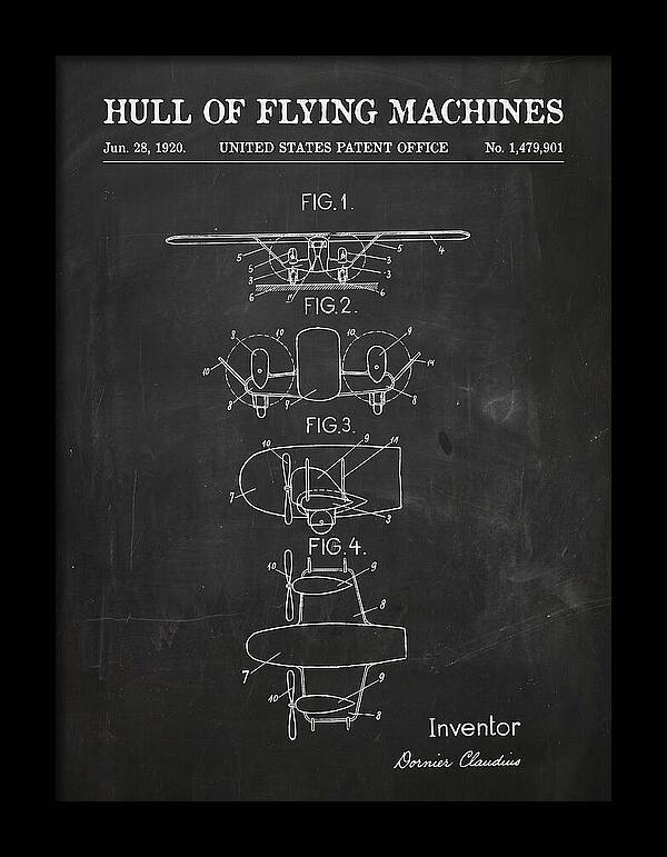 Flying Boat Hull Chalkboard Patent Us1479901
